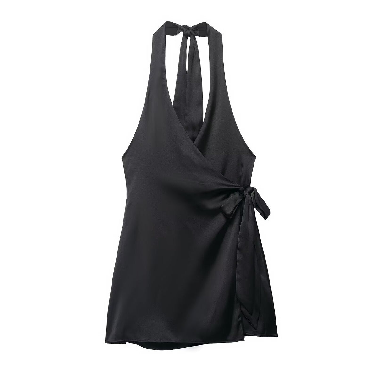 Black Slim-Fit Halter Dress