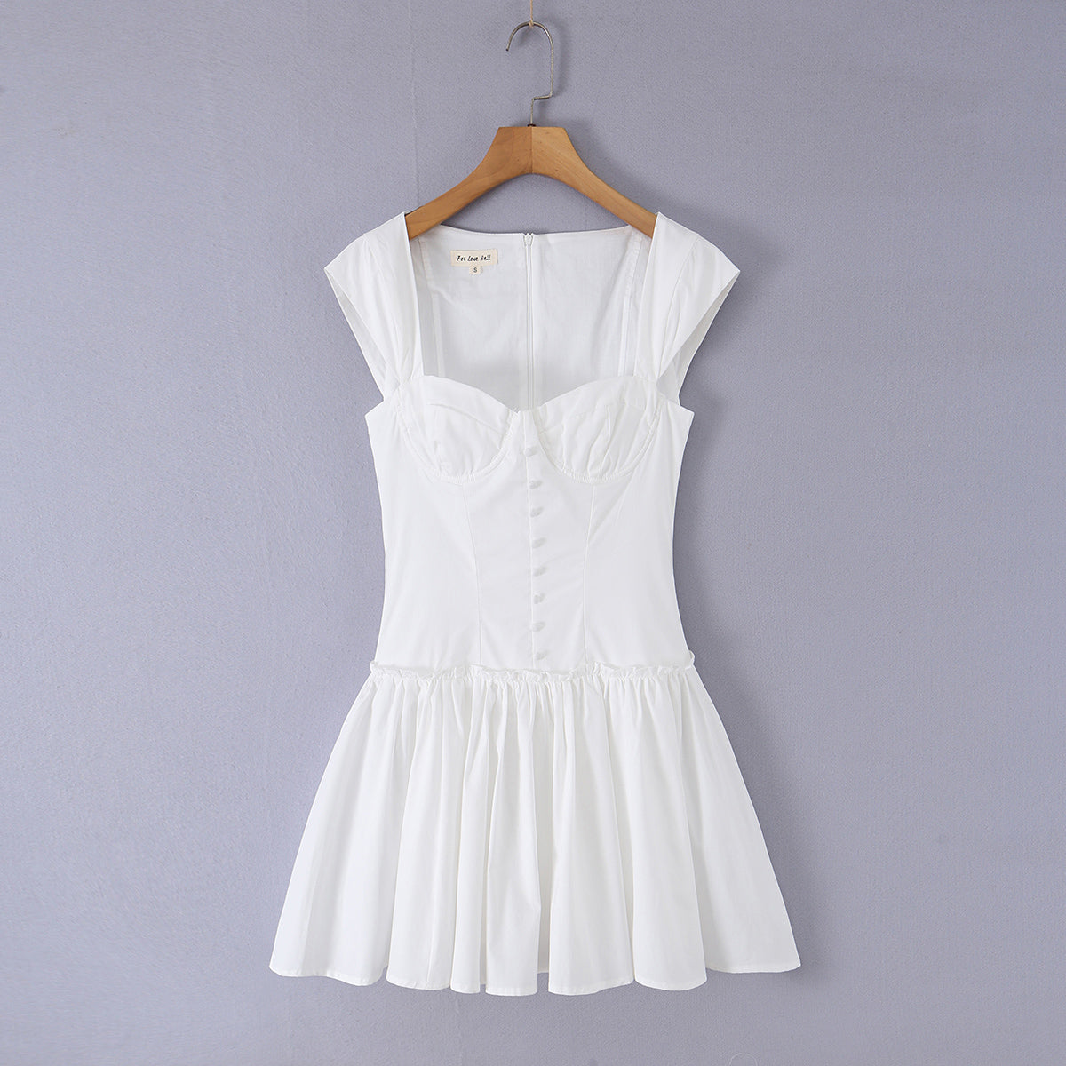 Sweet Romantic First-Love White Square-Neck Dress