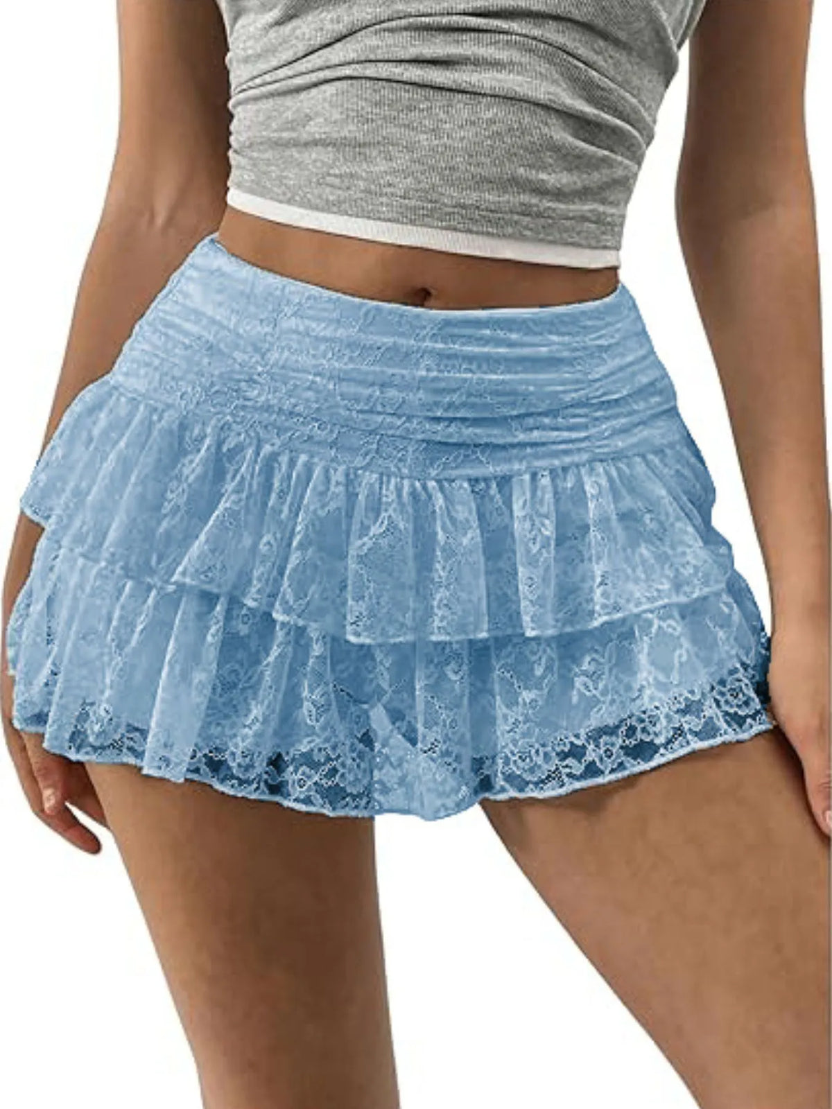 Lace Layered Mini Skirt