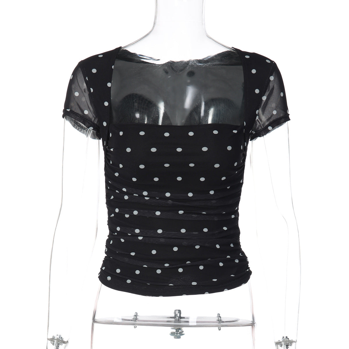 Summer Retro Polka Dot Short-Sleeve Top