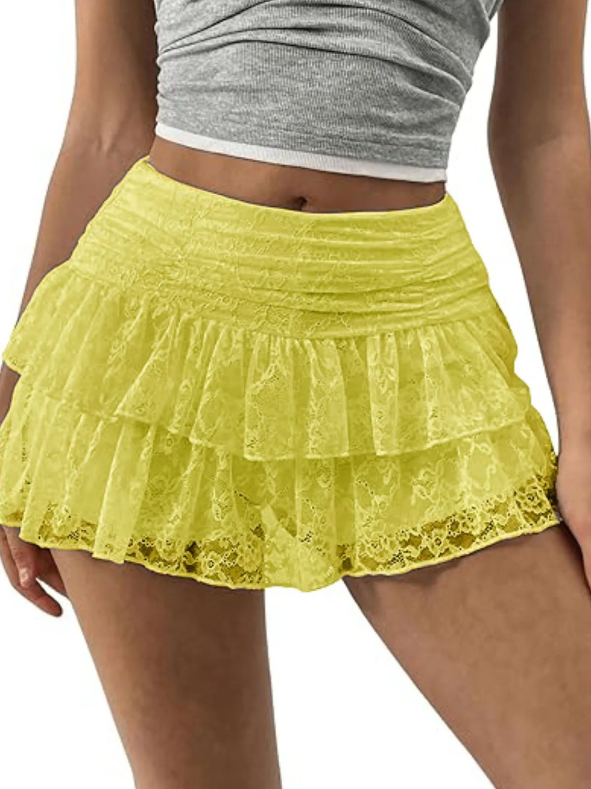 Lace Layered Mini Skirt